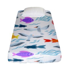 Animal Fish Bird Animals Ocean Pattern Fitted Sheet (single Size) by Jancukart