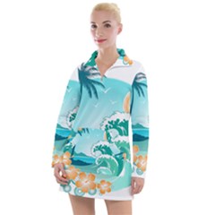Paradise Heaven Holiday Beach Orange Ocean Women s Long Sleeve Casual Dress by Jancukart
