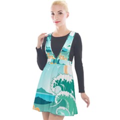 Paradise Heaven Holiday Beach Orange Ocean Plunge Pinafore Velour Dress by Jancukart