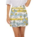 Cartoon Whale Seamless Background Mini Front Wrap Skirt View1