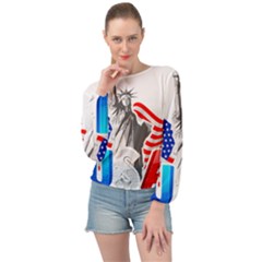 New York City Holiday United States Usa Banded Bottom Chiffon Top by Jancukart