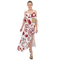 Pizza Seamless Pattern Background Maxi Chiffon Cover Up Dress by Jancukart