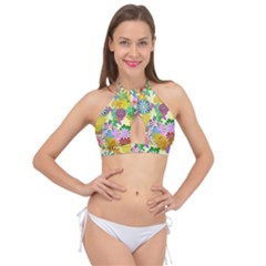 Illustration-pattern-abstract Cross Front Halter Bikini Top by Pakrebo