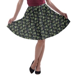 Robot Skull Extreme Close Up A-line Skater Skirt by dflcprintsclothing