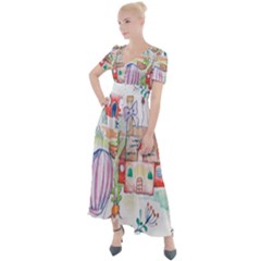 Easter Village  Button Up Short Sleeve Maxi Dress by ConteMonfrey