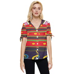 Game Lover Easter - Two Joysticks Bow Sleeve Button Up Top by ConteMonfrey
