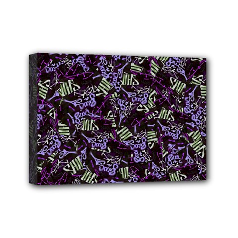 Abstract Collage Random Pattern Mini Canvas 7  X 5  (stretched) by dflcprintsclothing