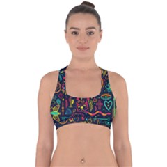 Sketch Graphic Illustration Cross Back Hipster Bikini Top  by Vaneshart