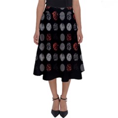 Black And Multicolored Polka Dot Wallpaper Artwork Digital Art Perfect Length Midi Skirt by danenraven