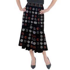 Black And Multicolored Polka Dot Wallpaper Artwork Digital Art Midi Mermaid Skirt by danenraven