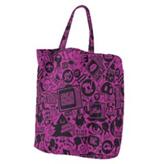 Pink And Black Logo Illustration Giant Grocery Tote by danenraven