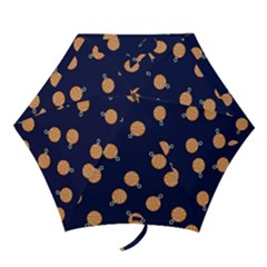 Orange Ornaments Blue Mini Folding Umbrella by TetiBright