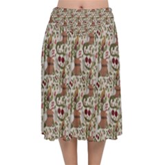Ornaments Velvet Flared Midi Skirt by Gohar