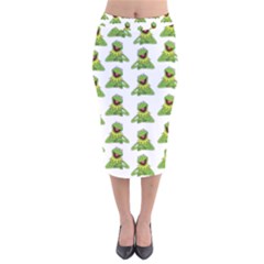 Kermit The Frog Velvet Midi Pencil Skirt by Valentinaart