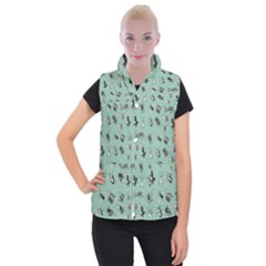 Insects Pattern Women s Button Up Vest by Valentinaart