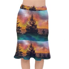 Tree Nature Landscape Fantasy Magical Cosmic Short Mermaid Skirt by danenraven
