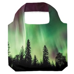 Aurora Borealis Northern Lights Forest Trees Woods Premium Foldable Grocery Recycle Bag by danenraven