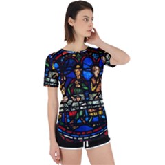 Window Stained Glass Chartres Cathedral Perpetual Short Sleeve T-shirt by danenraven