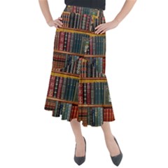 Books Library Bookshelf Bookshop Vintage Antique Midi Mermaid Skirt by danenraven