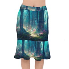 Magical Forest Forest Painting Fantasy Short Mermaid Skirt by danenraven