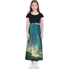 Magical Forest Forest Painting Fantasy Kids  Flared Maxi Skirt by danenraven