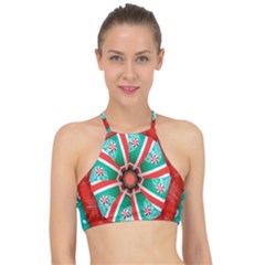 Christmas Kaleidoscope Racer Front Bikini Top by artworkshop