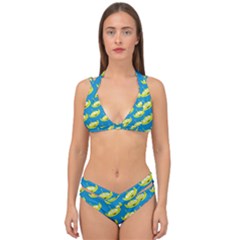 Pattern Aliens Double Strap Halter Bikini Set by artworkshop
