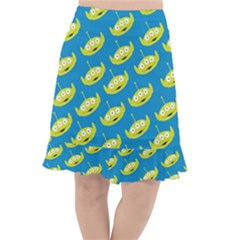 Pattern Aliens Fishtail Chiffon Skirt by artworkshop