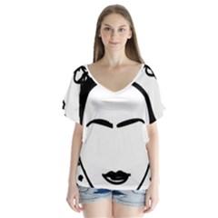 Frida Kahlo  V-neck Flutter Sleeve Top by Sobalvarro