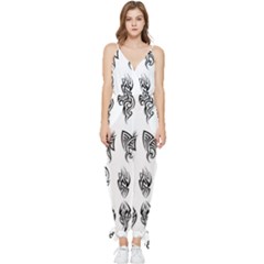 Tattoo Pattern Coin Purse Sleeveless Tie Ankle Chiffon Jumpsuit by artworkshop