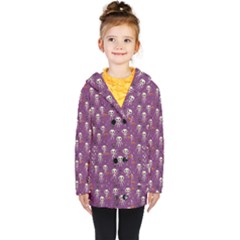 Background Halloween Pattern Pumpkin Skeleton Bat Kids  Double Breasted Button Coat by Ravend