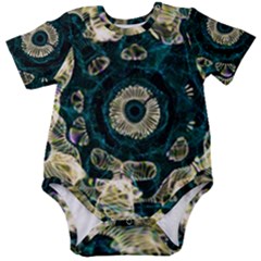 Fractal Glowing Kaleidoscope Wallpaper Art Design Baby Short Sleeve Onesie Bodysuit by Ravend