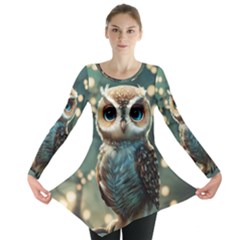 Owl Bird Bird Of Prey Ornithology Animal Long Sleeve Tunic  by Pakemis