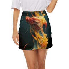 Flame Deep Sea Underwater Creature Wild Mini Front Wrap Skirt by Pakemis