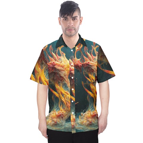 Flame Deep Sea Underwater Creature Wild Men s Hawaii Shirt by Pakemis