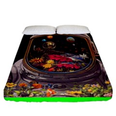 Astronaut Universe Planting Flowers Cosmos Jpg Fitted Sheet (california King Size) by Pakemis