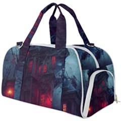 Haunted House Halloween Cemetery Moonlight Burner Gym Duffel Bag by Pakemis