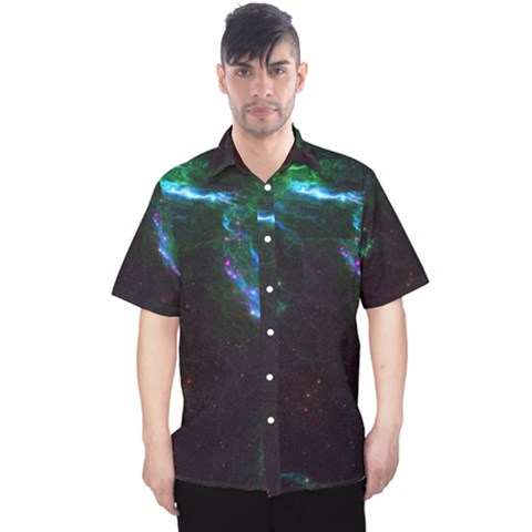 Space Cosmos Galaxy Stars Black Hole Universe Art Men s Hawaii Shirt by Pakemis