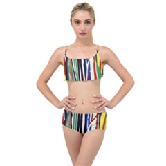 Abstract Trees Colorful Artwork Woods Layered Top Bikini Set by Pakemis