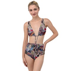 Background Embroidery Pattern Stitches Abstract Tied Up Two Piece Swimsuit by Pakemis