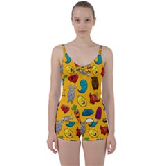 Graffiti Characters Seamless Ornament Tie Front Two Piece Tankini by Pakemis