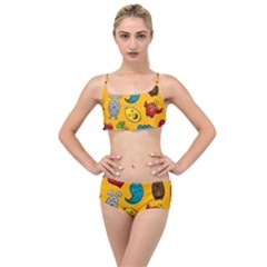 Graffiti Characters Seamless Ornament Layered Top Bikini Set by Pakemis