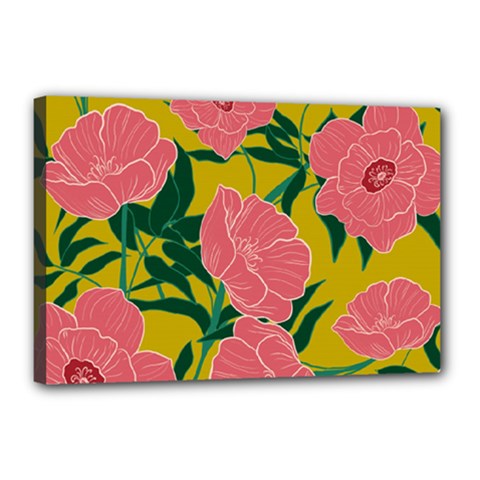 Pink Flower Seamless Pattern Canvas 18  X 12  (stretched) by Pakemis