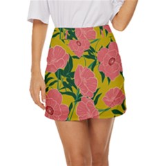 Pink Flower Seamless Pattern Mini Front Wrap Skirt by Pakemis