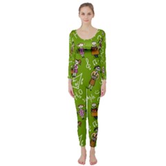 Seamless Pattern With Kids Long Sleeve Catsuit by Pakemis