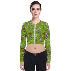 Seamless Pattern With Kids Long Sleeve Zip Up Bomber Jacket by Pakemis