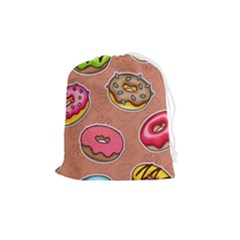Doughnut Doodle Colorful Seamless Pattern Drawstring Pouch (medium) by Pakemis