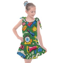 Pop Art Colorful Seamless Pattern Kids  Tie Up Tunic Dress by Pakemis