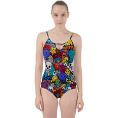 Graffiti Characters Seamless Pattern Cut Out Top Tankini Set by Pakemis