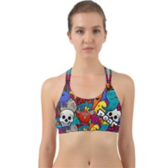 Graffiti Characters Seamless Pattern Back Web Sports Bra by Pakemis